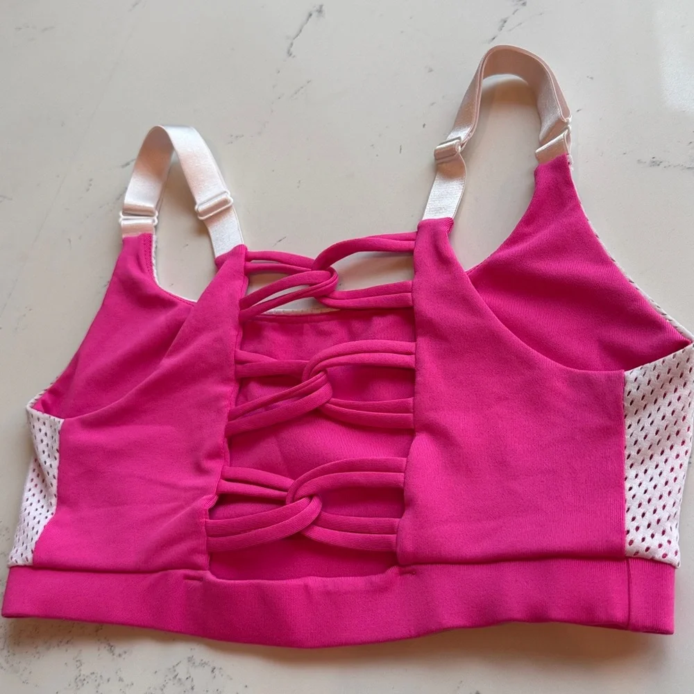 Bombshell Sportswear Kitty Meow Pink Sports Bra Limited Edition Size Small